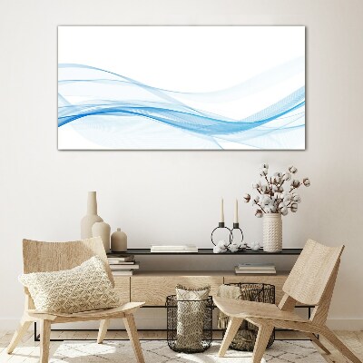 Waves in shades of blue Glass Wall Art