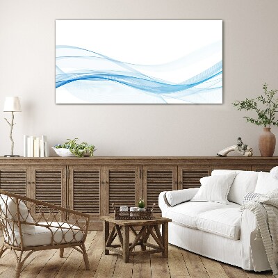 Waves in shades of blue Glass Wall Art