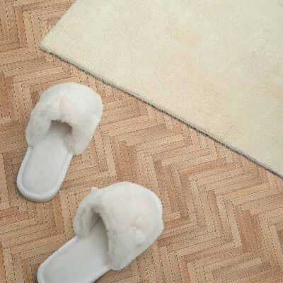 Square tv wall panel Herringbone floor pattern