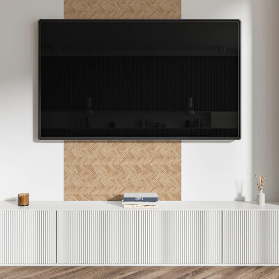 Square tv wall panel Herringbone floor pattern