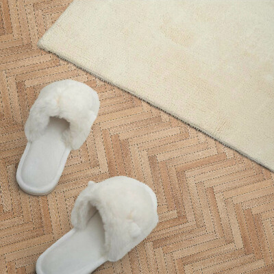 Square tv wall panel Herringbone floor pattern