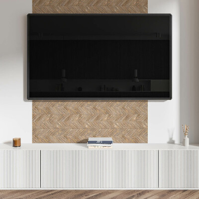 Square tv wall panel Herringbone board pattern