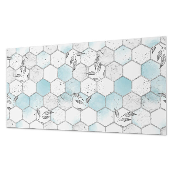 Square tv wall panel Hexagonal pattern with leaves