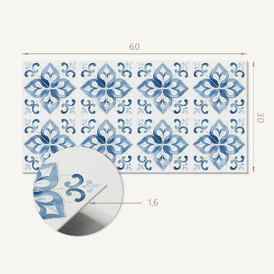 Square wall panel Floral pattern on tiles