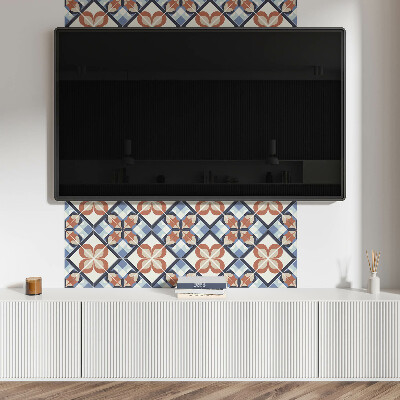 Square tv wall panel Symmetrical floral pattern