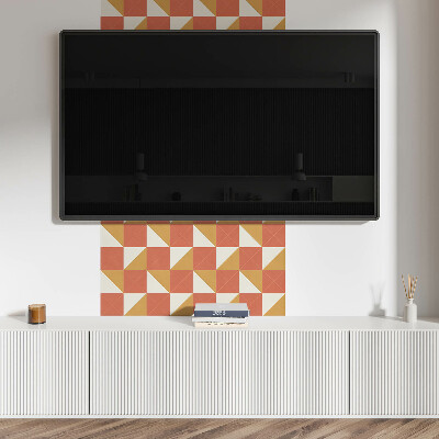 Square tv wall panel Geometry in warm tones