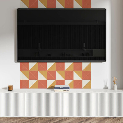 Square tv wall panel Geometry in warm tones