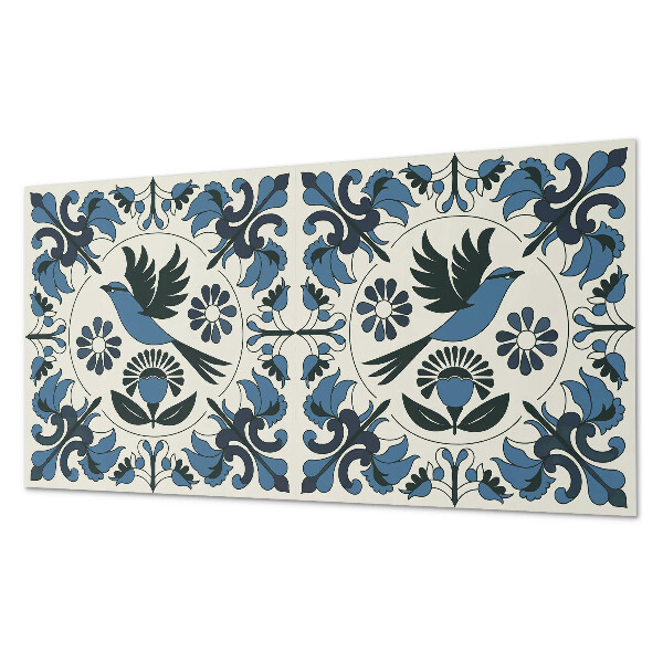 Square tv wall panel Pattern with birds and flowers
