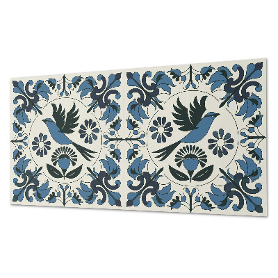 Square tv wall panel Pattern with birds and flowers