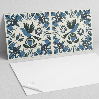 Square tv wall panel Pattern with birds and flowers