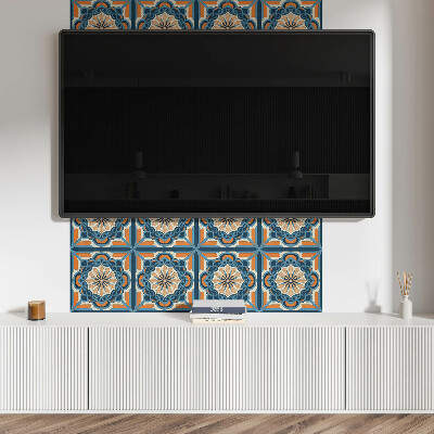 Square tv wall panel Mandala pattern with a floral motif