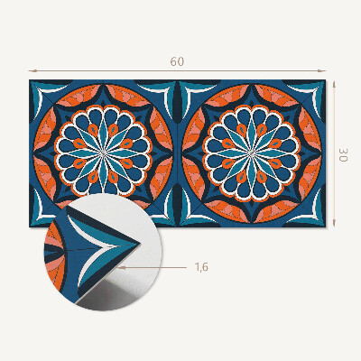 Square tv wall panel Mandala pattern with leaves