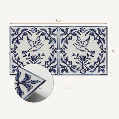Pvc wall panel Bird among plants motif