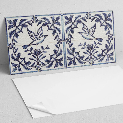 Pvc wall panel Bird among plants motif