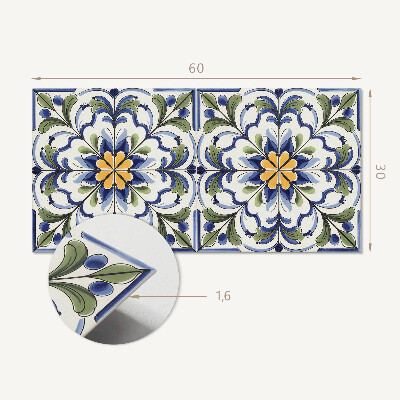 Square tv wall panel Floral ceramic pattern