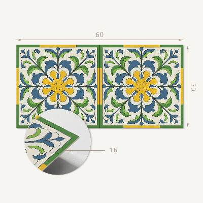 Square wall panel Floral motif with leaves