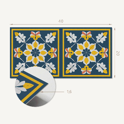 Square wall panel Floral pattern in symmetry