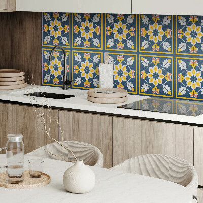 Square wall panel Floral pattern in symmetry