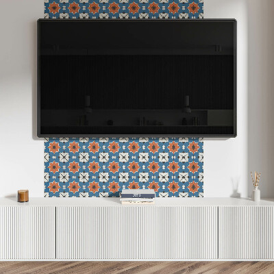 Square tv wall panel Floral pattern on the background