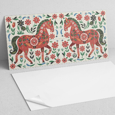 Square wall panel Horse pattern in flowers