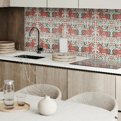 Square wall panel Horse pattern in flowers