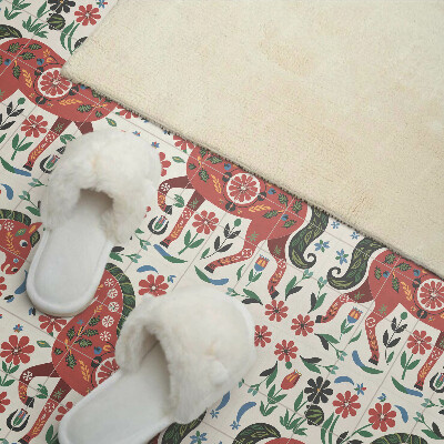Square wall panel Horse pattern in flowers