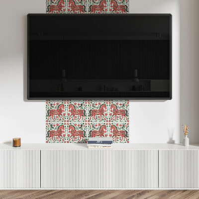 Square wall panel Horse pattern in flowers