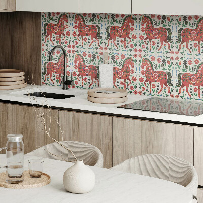 Square wall panel Horse pattern in flowers