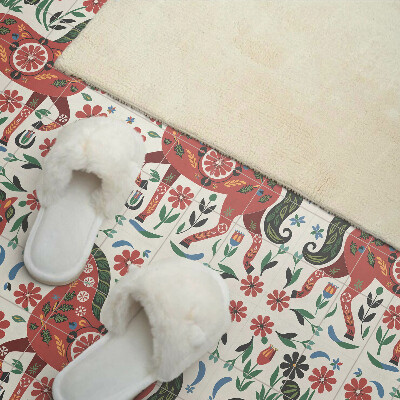 Square wall panel Horse pattern in flowers