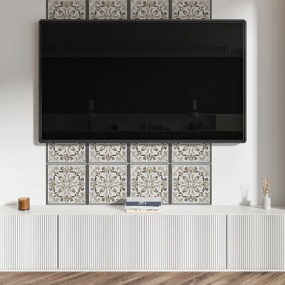 Square tv wall panel Floral pattern with symmetry