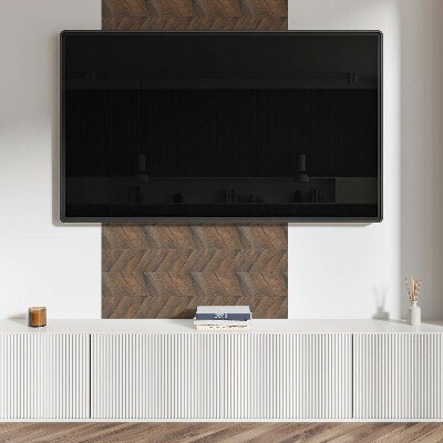 Square tv wall panel Herringbone board pattern