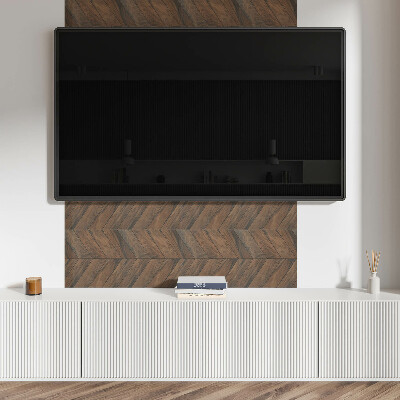 Square tv wall panel Herringbone board pattern