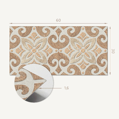 Square wall panel Floral pattern with ornaments