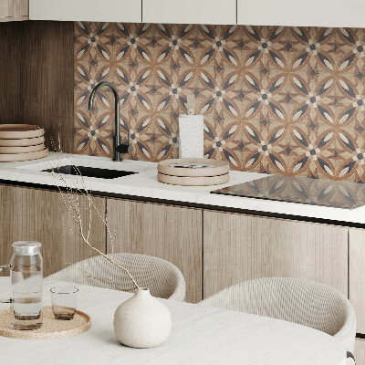 Square wall panel Floral pattern made of wood