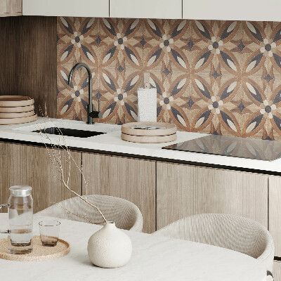 Square wall panel Floral pattern made of wood