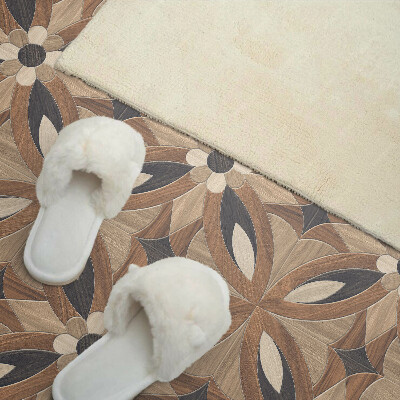Square wall panel Floral pattern made of wood