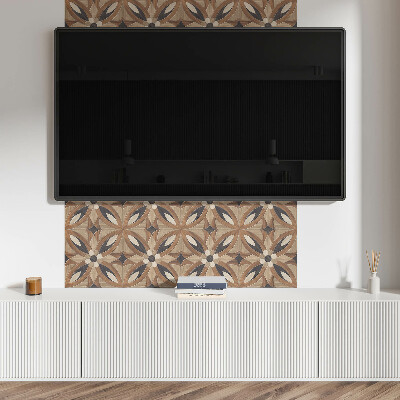 Square wall panel Floral pattern made of wood