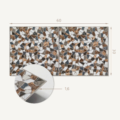Square wall panel Mosaic with different shapes