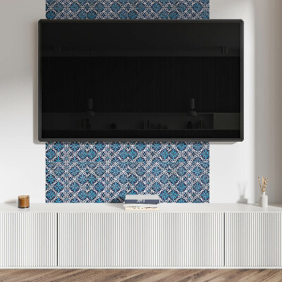 Square tv wall panel Geometric pattern with a floral motif