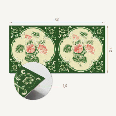 Square wall panel Floral pattern with leaves