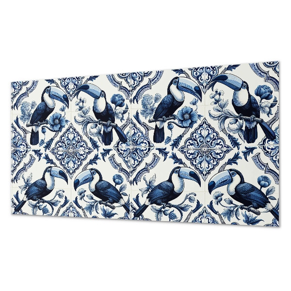 Square tv wall panel Toucan on decorative tiles