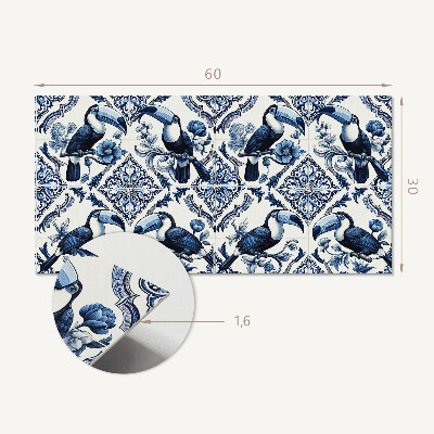 Square tv wall panel Toucan on decorative tiles