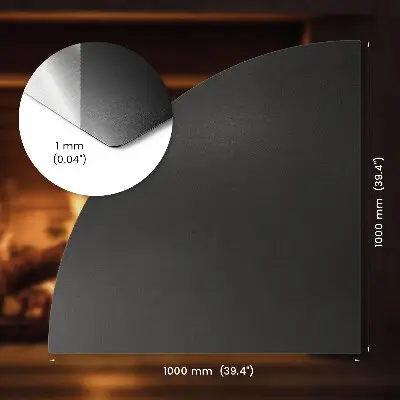 Quarter-round black steel spark guard floor plate