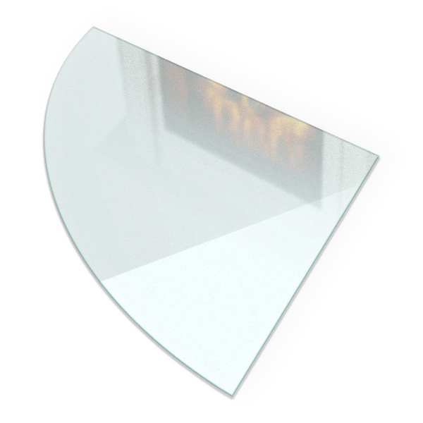 Hearth pad for fireplace Quarter-circle translucent