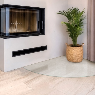 Hearth pad for fireplace Quarter-circle translucent