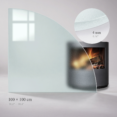 Hearth pad for fireplace Quarter-circle translucent