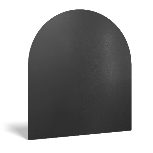 Fireplace pad in a semi-oval shape made from black steel sheet