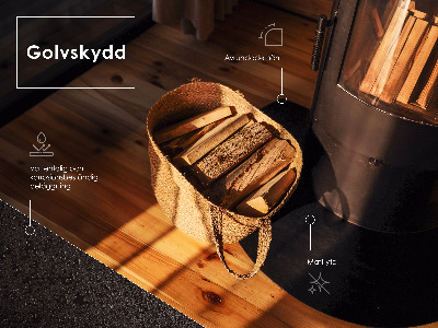 Fireplace pad in semi-oval shape made of black steel sheet