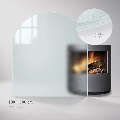 Semi-oval frosted glass hearth for log burner