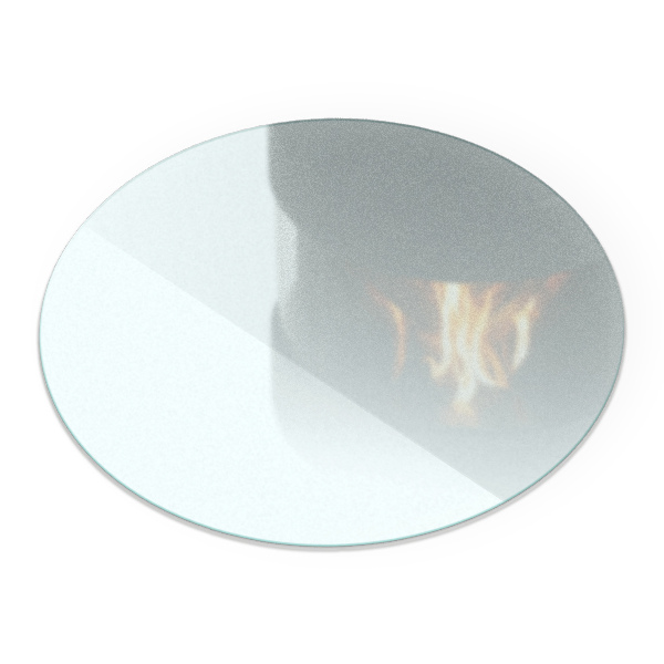 Circular translucent glass fireplace hearth pad
